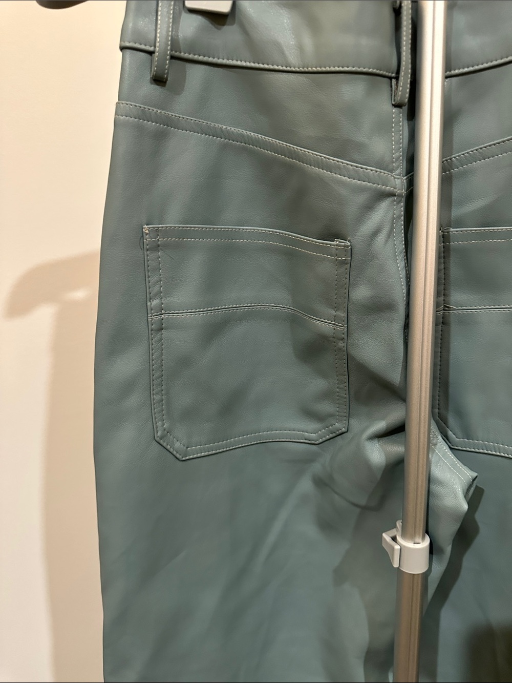twik Dusty Blue Vegan Leather High-Rise Pants - Picture 6 of 11
